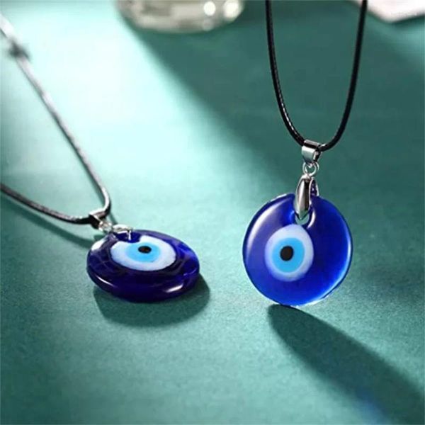 Anhänger Halsketten LXY-W 2023 Mode Schwarz Wachs Seil Blau Türkei Auge Halskette Für Frauen Vintage Choker Schmuck Geschenk Großhandel
