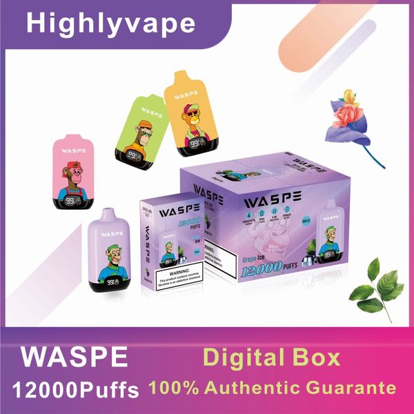 E Sigara Tek Kullanımlık Vape Puf Bar Vapers 10K 12K Waspe Puffs 12000 Vape Pod Pen Dijital LCD Ekran Ejuice Pil Kapasitesini Gösteriyor