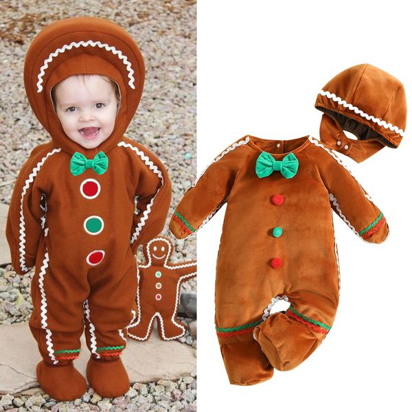 Strampler FOCUSNORM 2 Stück Weihnachten Herbst Winter Baby Mädchen Jungen Strampler 0 24M Bunte Kugel Schleife Langarm Samt Overall Hüte 231129