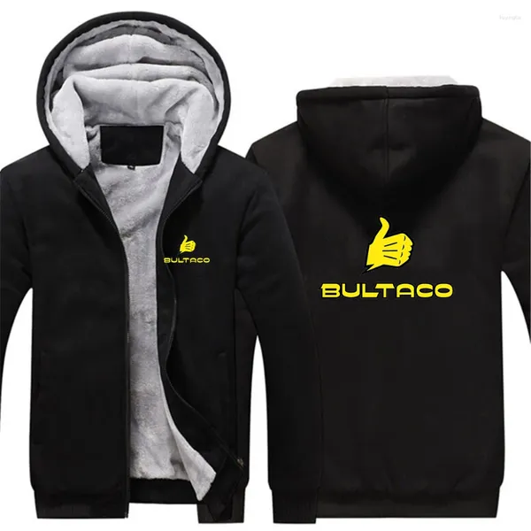 Herren Hoodies 2023 Männer Bultaco Cemoto Motorräder Hoodie Winter Dicke Sweatshirts Lässige Kapuzen Strickjacke Mode Bomberjacke Reißverschluss Mantel