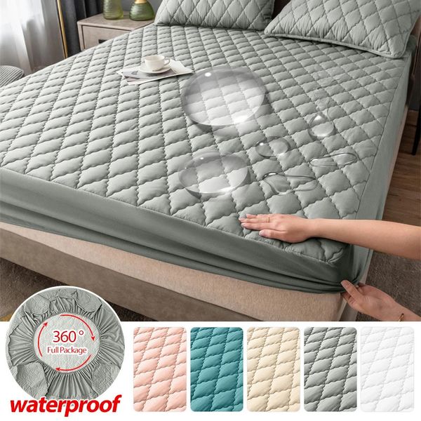 Saia de cama capa de colchão impermeável protetor de colchão elástico cama dupla jacquard capa de lençol colchas antiderrapantes para tamanho king/queen 1 peça 231129