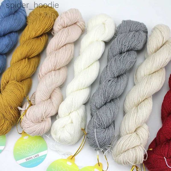 Fio 50g Hank Wool Cashmere Angora Fio Mão Tricô Crochet Lace Peso para Roupas de Bebê Lenços Chapéus Projetos de Artesanato Lago dos Cisnes L231130