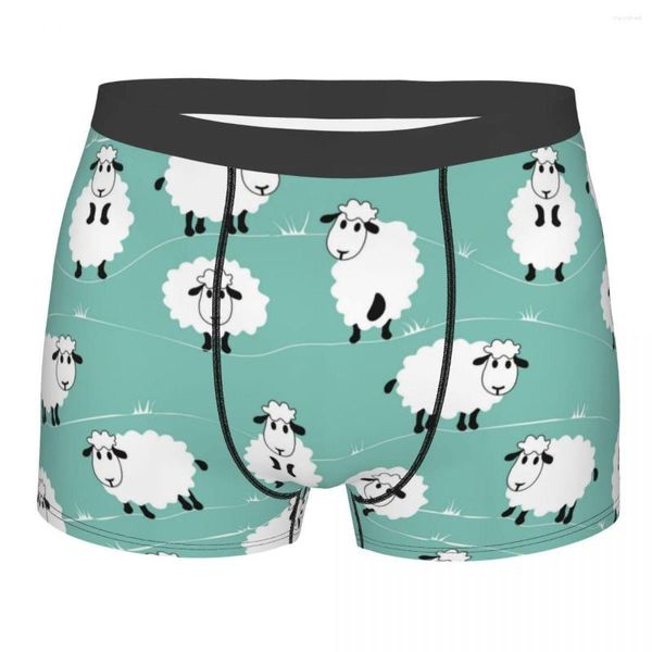 Cuecas ovelhas desenho animado homem cueca cueca shorts calcinha sexy respirável para homme plus size masculino impressão