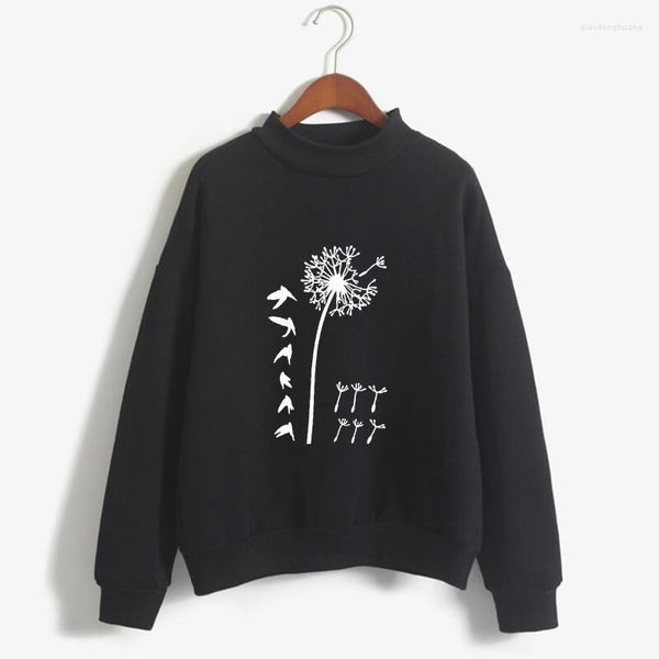 Kadın Hoodies Karahindiba Kuş Grafik Mektup Baskı Kadın Sevgili Hediye Sweatshirts Femmes Uzun Kollu Bahar Sonbahar Üstleri Kadın İçin