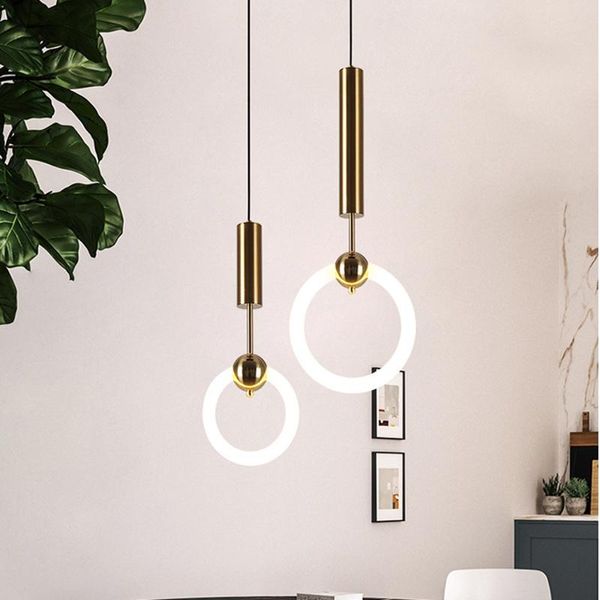 Подвесные лампы северное кольцо световое железное стеклянное золото гостиная кухня кухня спальня дизайнер минималистский светои