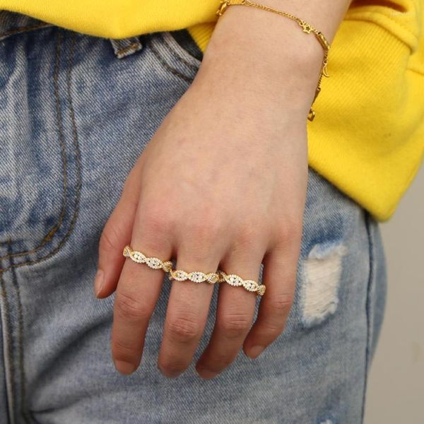 Ringos de cluster Gold Vermeil 925 Sterling Silver NoivGergim Band Ring For Women Friend Gift Infinity Shape Finger Midi