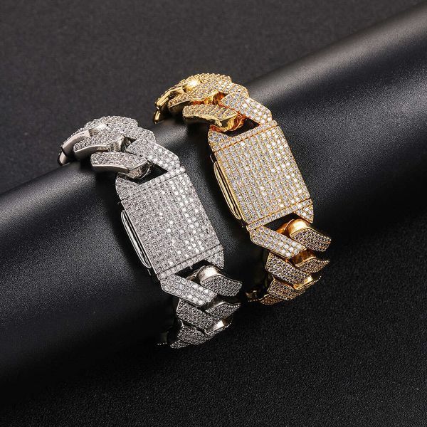 Fabrikpreis Benutzerdefinierte 20mm Miami Cuban Link Kette Kupferlegierung Vergoldet 5a Cz Zirkon Diamant Hip Hop Armband Modeschmuck