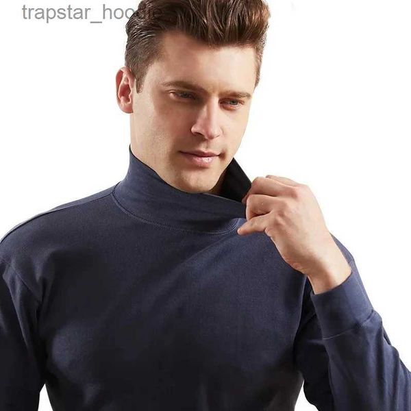 Roupa íntima térmica masculina gola alta camiseta masculina de algodão fino blusa de algodão longo sle 100% algodão roupa interior térmica camisa de compressão t-shirt L231130