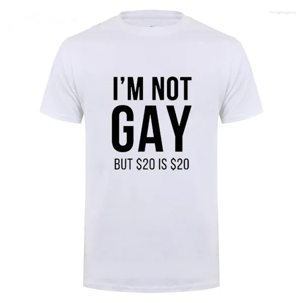 Homens Camisetas Slogan Engraçado Eu Não Sou Gay, Mas 20 É Impresso Camiseta Homem Bissexual Lésbica LGBT Gráfico Tops Modal Casual Solto Tees Macios