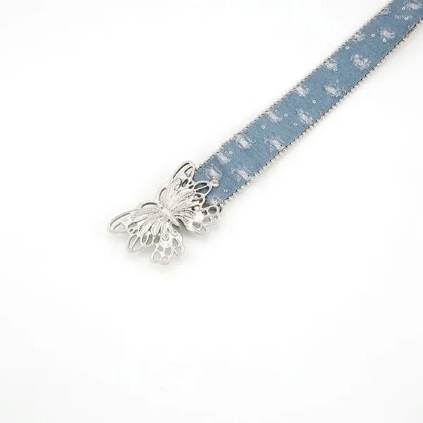 Gürtel Y2k Teenager Taille Gürtel Silber Schmetterling Schnalle für Jeans Rock Dekor Drop