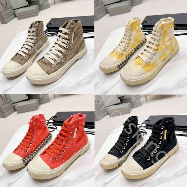 Top Designer Scarpe Vintage Casual Distressed Canvas Shoes Uomo Donna paris high low top lavaggio vecchio effetto Suola vulcanizzata mezze pantofole sneakers policrome 35-45