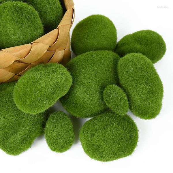 Flores decorativas 10pcs Artificial Grass Lawn Stone Fake Fake for Garden Decoration Home Microcosmic Acestories Supplies