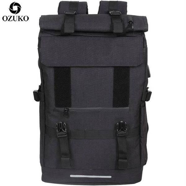 Ozuko 40L Büyük Kapasiteli Seyahat Sırt Çantaları Erkekler USB Ücret Dizüstü Bilgisayar Sırt Çantası Gençler için Çok Fonksiyonlu Seyahat Erkek Okul Çantası 211203260B