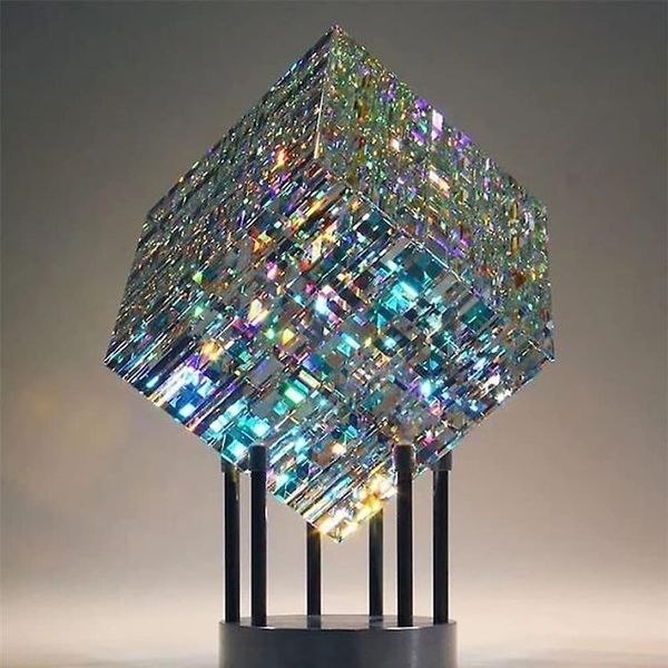 Oggetti decorativi Figurine Cubo magico Statua Giallo Magik Chroma Cube Scultura Decorazione Resina 230221186T