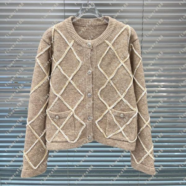 Damenpullover Herbst Winter 2023 Neue Balsamico-Ski-Diamant-Strickjacke Vintage Kamelschwarzer Pullover Kurzmantel Damenpullover Herren Designer