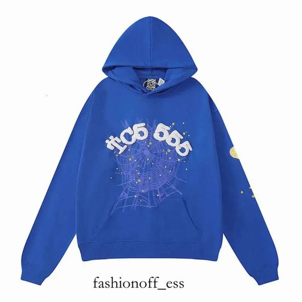 2023 Sp5der Hoodie Mens Wons Anjo Número Puff Pastry Impressão Gráfico Spider Web Moletons Streetwear Light Blue Sp5der Tracksuit 108 115