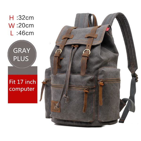 Sacos ao ar livre AUGUR Men's 17 polegadas laptop mochila computador mochilas escolares homens vintage lona grande capacidade mochila de viagem saco escolar 231129