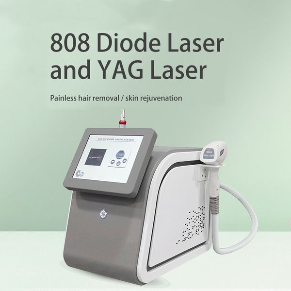 Design de moda 808 Diodo Laser + Picosegundo 2 em 1 Remoção de pêlos Tatuagem Máquina de lavar sobrancelhas Peeling de carbono Aparelho de dissipação de manchas para clareamento da pele