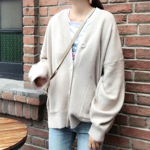 Frauen Strick Mädchen Strickjacke Wollpullover Frühen Herbst Schal Lose Faul Stil Koreanische Chic Net Rot Mantel Strickjacken