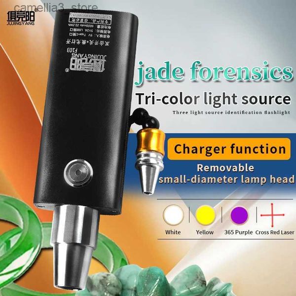 Taschenlampen LED-Taschenlampe USB wiederaufladbar Outdoor Home Tragbare Taschenlampe Drei Lichtquelle Jade Lampe Q231130