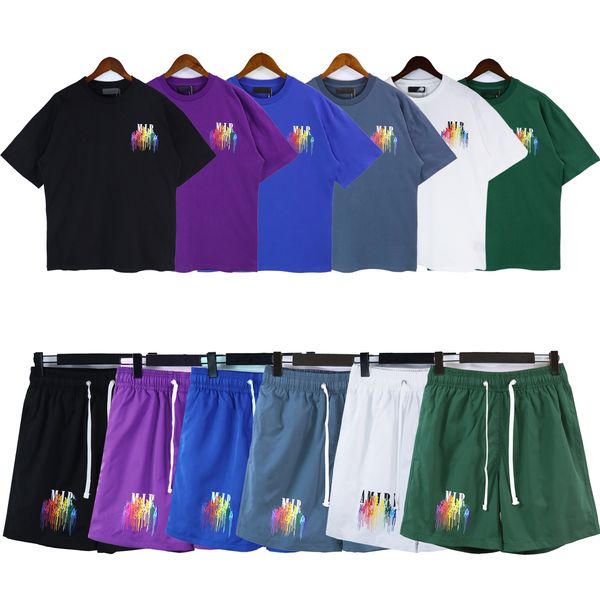 2023 verão quente masculino camiseta shorts conjunto conjunto de esportes masculino marca logotipo impressão lazer moda algodão manga curta conjunto 123