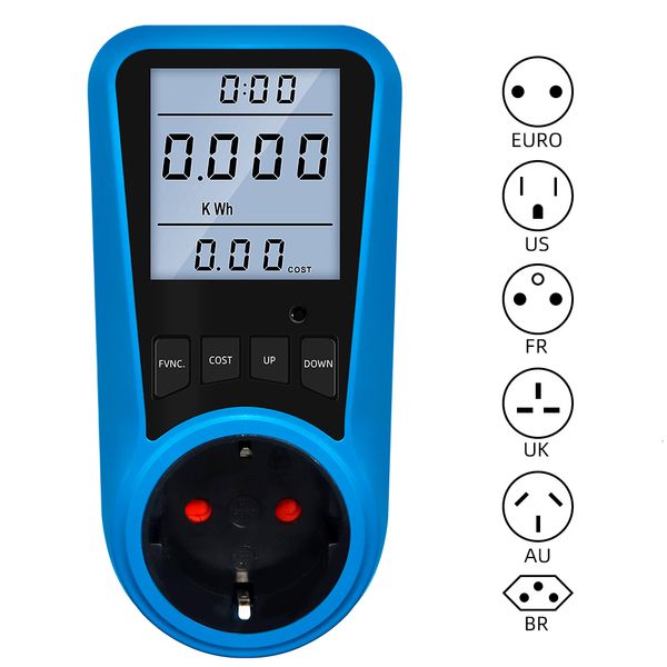 Energy medidores de plugue da UE Corrente digital Voltímetro AC TEMPO DE POWAT TESTER WATT WattMeter UK UK AU FR BR IT 230428