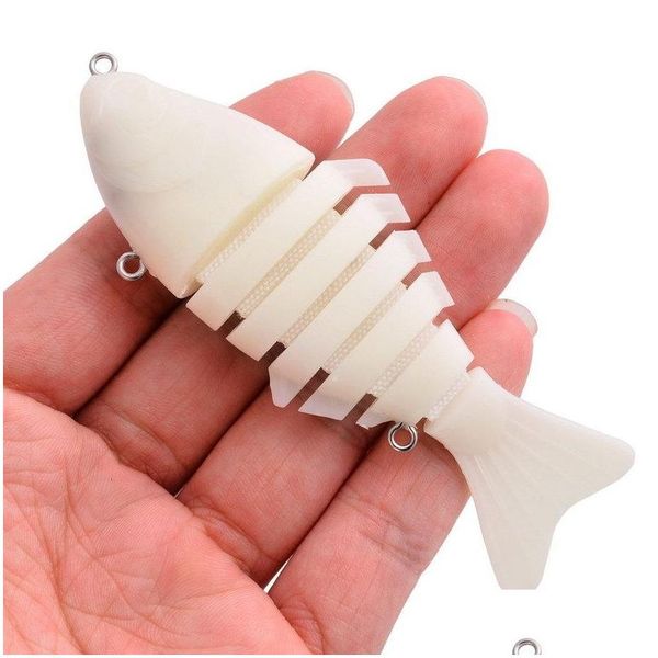 Esche Esche 10Cm 14G Non Verniciato Swimbait Lure Mti Pesce Snodato Wobblers Realistico Pesca in Bianco 7 Segmenti Attrezzatura 20 Pz Drop Consegna Spo Dhlcv