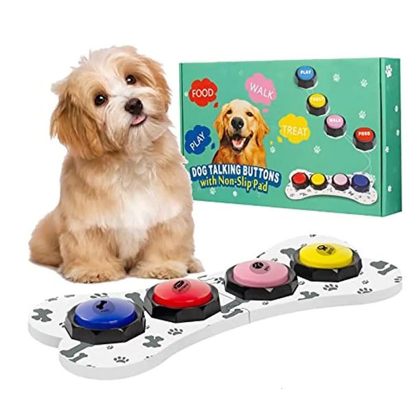 Brinquedos para cães mastiga botão de gravação de voz brinquedos para animais de estimação botões para comunicação treinamento de animais de estimação campainha gravável botão falante brinquedo de inteligência 231129