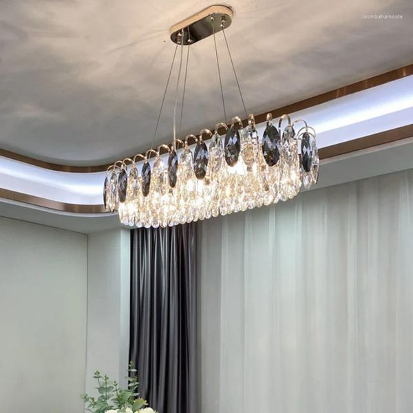 Lampadari Lampadario da pranzo contemporaneo ad isola Lampadario moderno di lusso in cristallo rotondo Lampada da soffitto a sospensione Decorazione per soggiorno Camera da letto