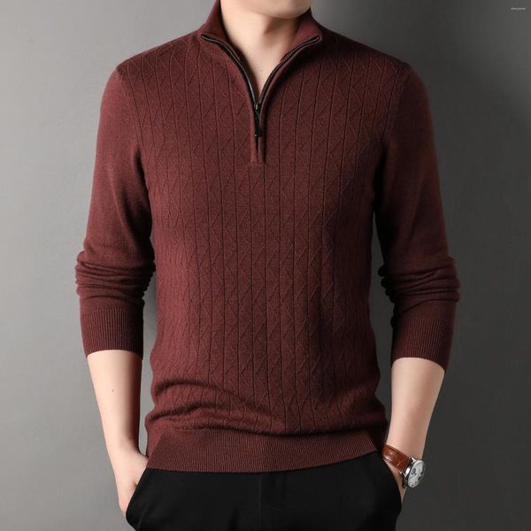 Männer Pullover Ture Schafe Wolle Zipper Kleidung 2023 Herbst Winter Mock Neck Warme Pullover Männlich Reinem Kaschmir Weichen Jumper langarm