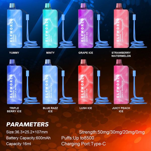 Elfworld MC8500 OS5000 M05000 Vorgefüllte Puffbar Einweg Pro Max Big Smok Bar Wape Solus 9000 10000 12000 E-Liquid Hersteller Turbo Ultimate Breez Palax Shisha