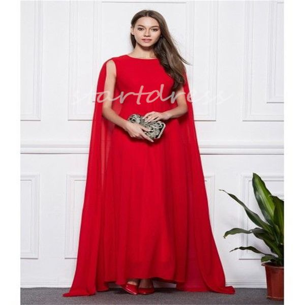 Elegante vestido de noite vermelho com capa o pescoço sem mangas plus size dubai abaya vestido de baile até o chão feminino formal vestido de festa de ano novo 2024 ocasião especial celebridade