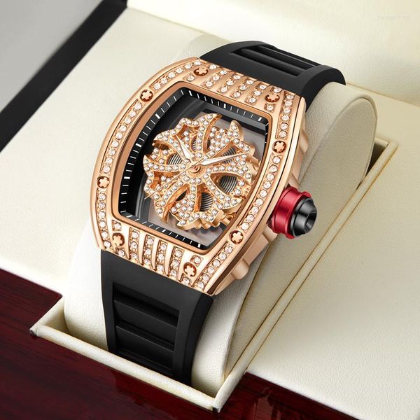 Нарученные часы Gold Diamond Watch for Men Luxury Top Brand Cool Man Watch мод