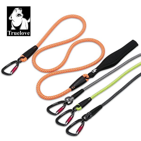 Coleiras para cães Trelas TrueLove Dog Pet Leash Nylon com gancho de liga de alumínio reflexivo Aço inoxidável D-ring Neoprene Handle Caminhadas TLL2571 231129