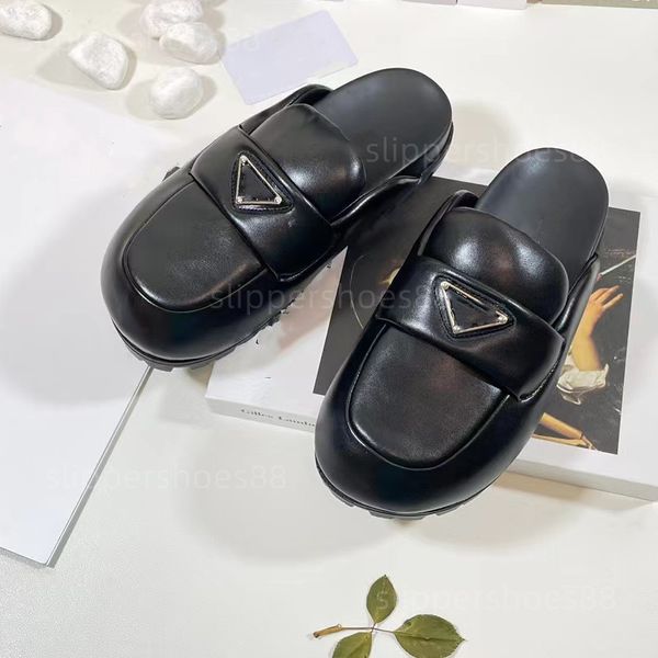 Sandallar Ünlü Tasarımcı Kadınlar Sandles Yumuşak Yastıklı Nappa Deri Sabotlar Slaytlar Sandal Topuklu Slider Flatform tıknaz yastık kaydırıcıları Sandalen Summber Platform Ayakkabı