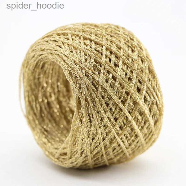 Yarn 50g/bola colorida colorida exclusiva dourada de algodão de algodão de algodão metálico de lã de fios de lã de malha de crochê com brilho de artesanato com tecido de malha L231130