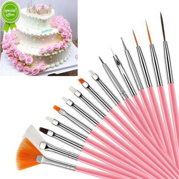 Neue 15 Teile / satz Fondant Kuchen Pinsel DIY Zuckerfertigkeit Backen Dekorieren Werkzeuge Kuchen Stift Pinsel für Fondant Malerei Plätzchen Dekoration Werkzeuge