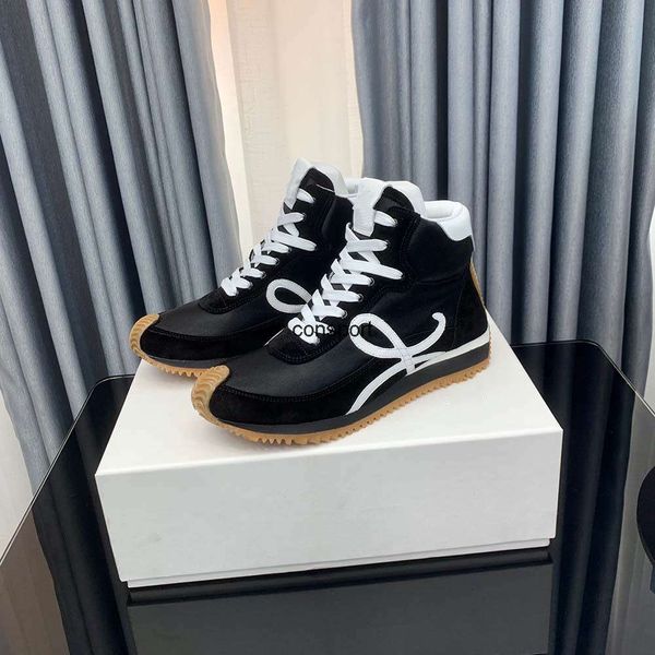 Designer sapatos homens mulheres loeweelies sapatos de luxo sapatos casuais fluxo corredor em camurça de nylon lace up sneaker macio superior mel borracha onda sola que curva em torno de a2