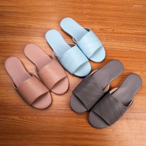 Hausschuhe Damen Japan Style Sommer Leder Indoor Anti-Slip Soft Paar Casual Home Schuhe Haushalt Für Männer