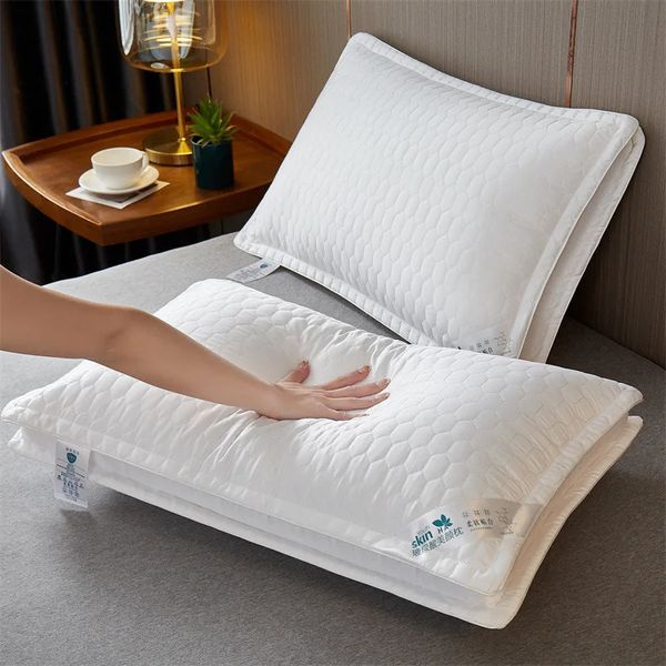 Travesseiro alto travesseiro cinco estrelas el qualidade algodão travesseiro núcleo puro algodão branco travesseiro lado largo tridimensional cama travesseiro 1 48x74cm 231130
