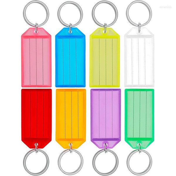 Anahtarlıklar 10-50pcs Renkli Plastik Anahtarlık Anahtar Etiketleri DIY Numaralı Adı Bagaj Tag Kimliği için Bölünmüş Ring ile Etiket