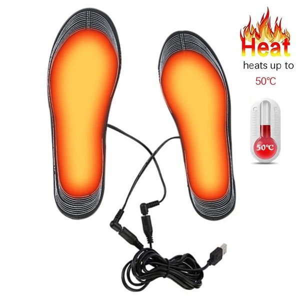 Стельки для обуви с USB-подогревом, теплые зимой на открытом воздухе, перезаряжаемые стельки с электрическим подогревом, регулируемый размер, теплые стельки, моющиеся 231129