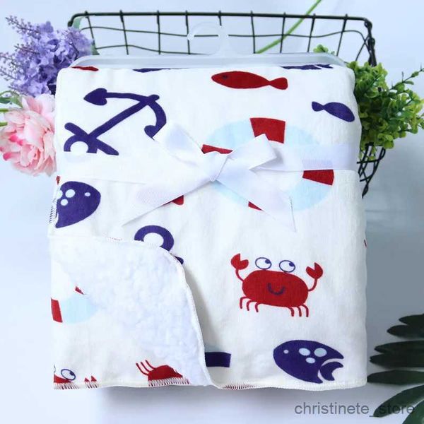 Decken Pucken Babydecken Neue verdicken Doppelschicht Cartoon Fleece Infant Swaddle Bebe Umschlag Kinderwagen Wrap Neugeborenen Baby Bettwäsche Decke R231130