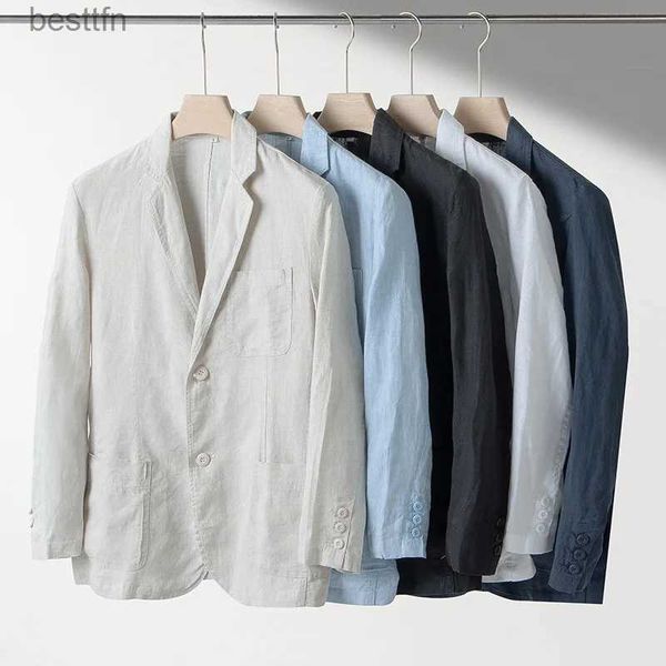 Erkekler Suits Blazers Retro Keten Erkekler Takım Plaj Düğün Takım Yaz Düzenli Uyum Hafif Blazer Ceket Elbise Erkek Blazers Sıradan Siyah Bleiser Xll231130