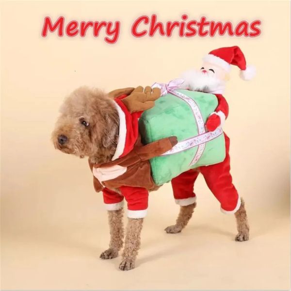 Vestuário de cão Natal Pet Costume Cosplay Papai Noel Roupas engraçadas para cães Bulldog Francês Designer Roupas para Pugs Teddy Bear Samoyed 231124