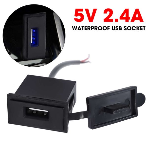 Yükseltme 12V/24V tek USB Araç Şarj Cihazı Soketi 5V 2.4A Güç Adaptörü Çoklu Koruma Kare Şekli Motosiklet RV Teknesi için Su Geçirmez