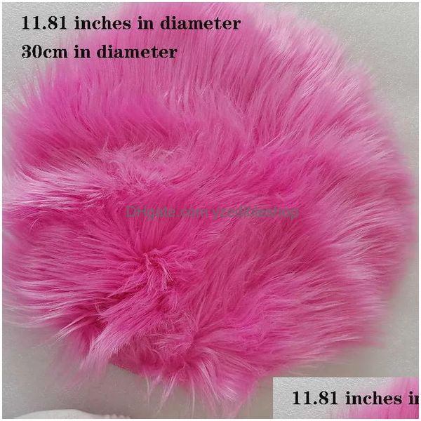 Tapetes Soft Faux Sheepskin Almofada Decorativa Fluffy Long-Haired Pequeno Quente Woolen Stool Home Decor Itens 30cm Y0803 Drop Delivery Dhok8