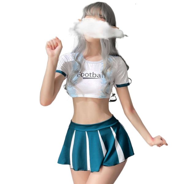 Costume sexy giacca top camicetta set lingerie sexy sexi donna gonna corta perizoma biancheria intima erotica mutandine da donna cheerleader abito uniforme della squadra