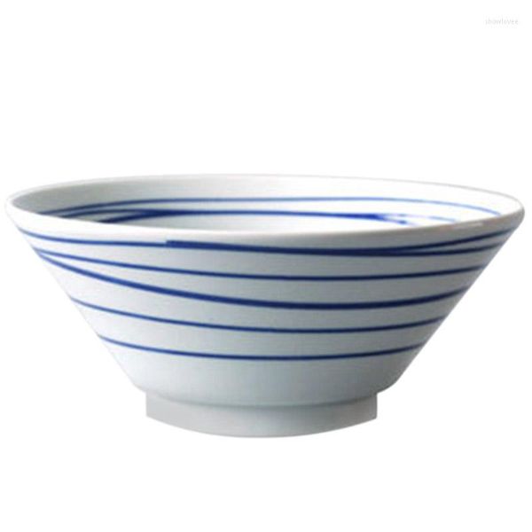 Ciotole in ceramica giapponese Ramen Noodle Soup Bowl Stripe Deep 7,5 pollici in porcellana da cucina per la cena