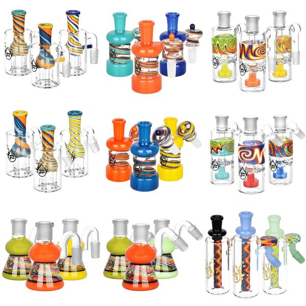 Vintage Wig Wag Ash Catcher 45 90 graus 14mm 18mm masculino para vidro Bong Water Hookah Original Glass Factory Note Grau Tamanho para pedido pode colocar o logotipo do cliente por DHL UPS CNE N